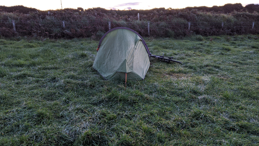 My tent and bike in the campsite