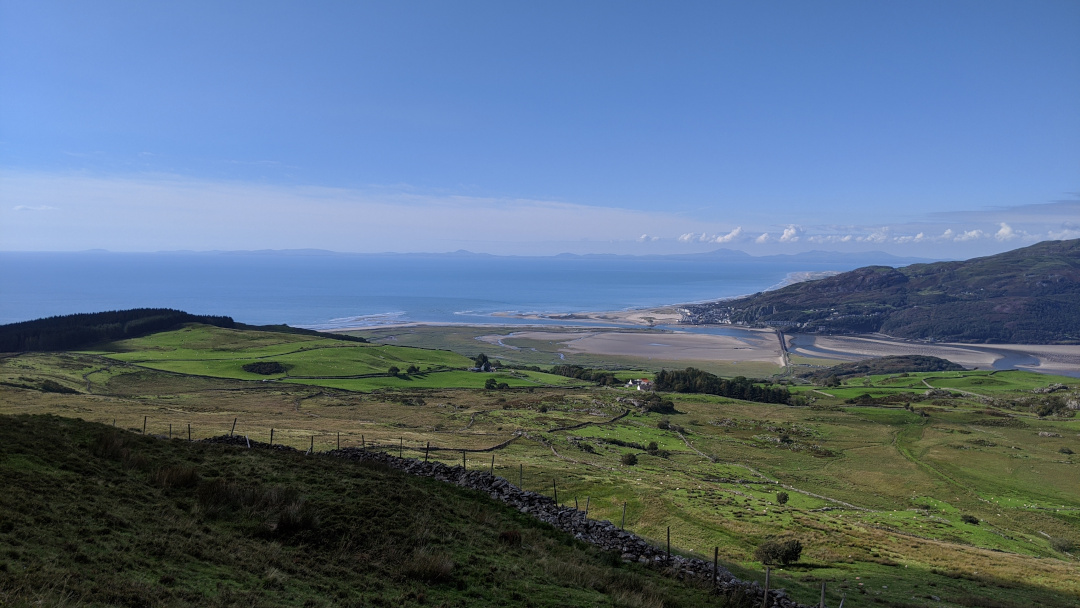 Cardigan Bay and Barmouth seen from a north facing hillside